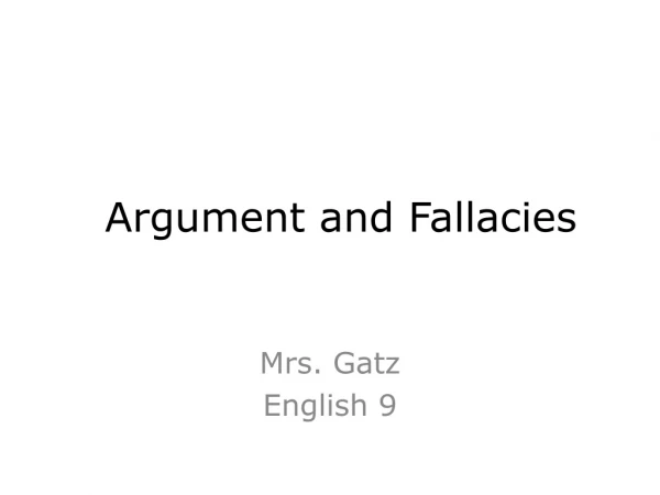 Argument and Fallacies