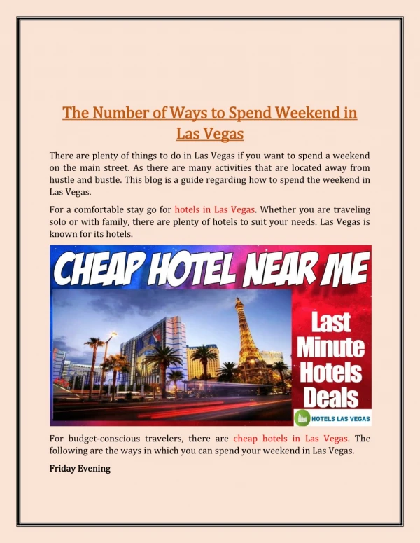 The Number of Ways to Spend Weekend in Las Vegas