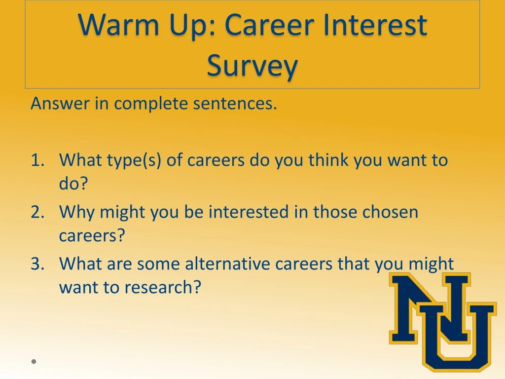 warm up career interest survey