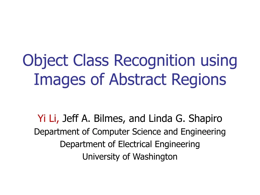 object class recognition using images of abstract regions