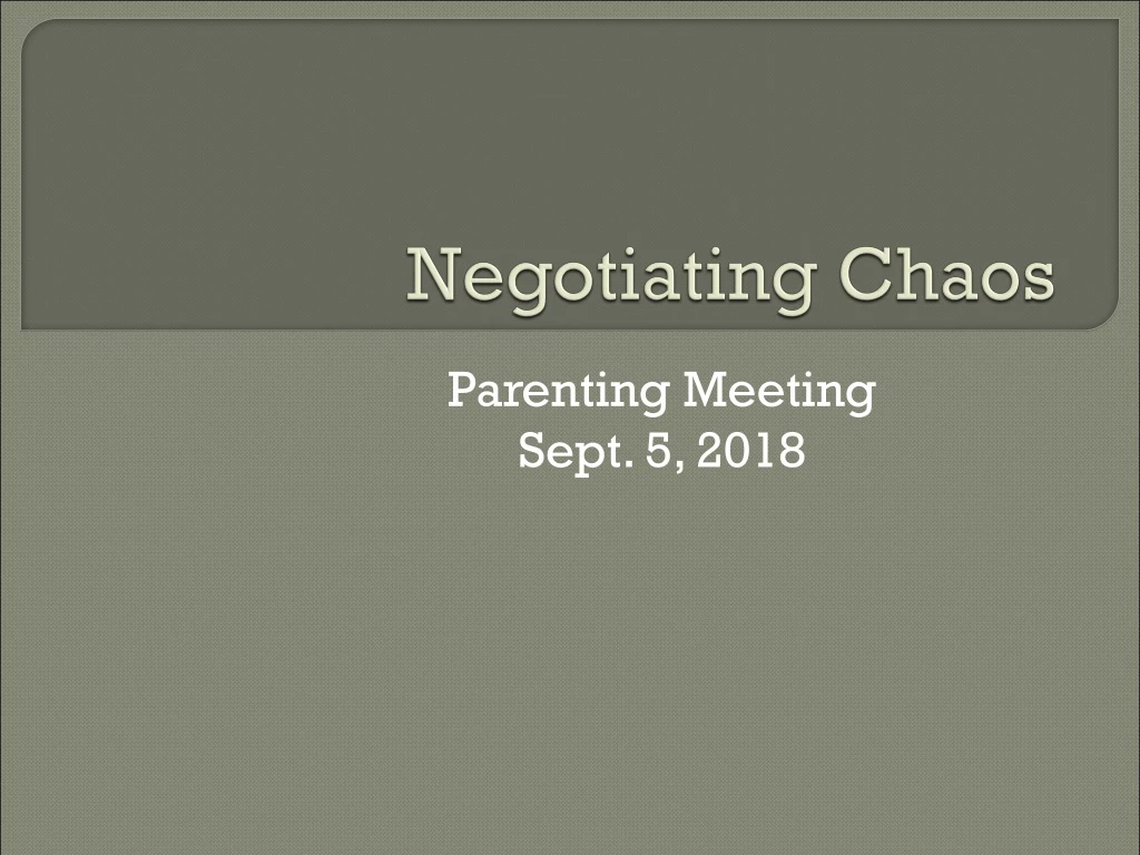 negotiating chaos