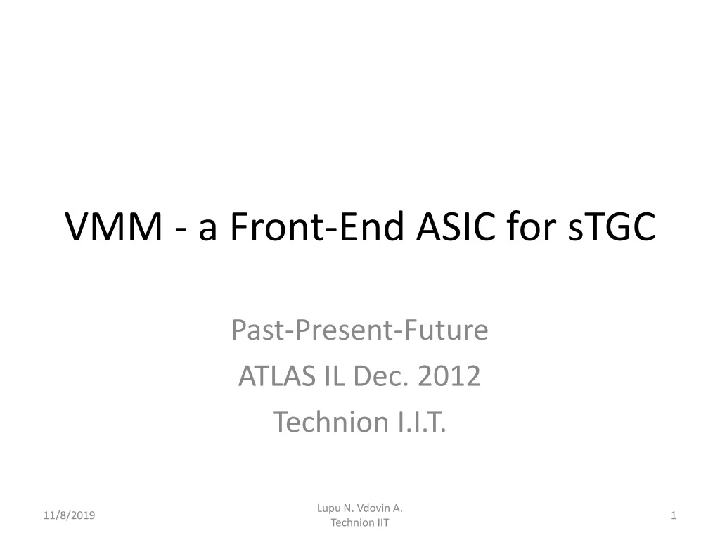 vmm a front end asic for stgc