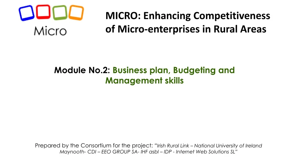 module no 2 business plan budgeting and management skills