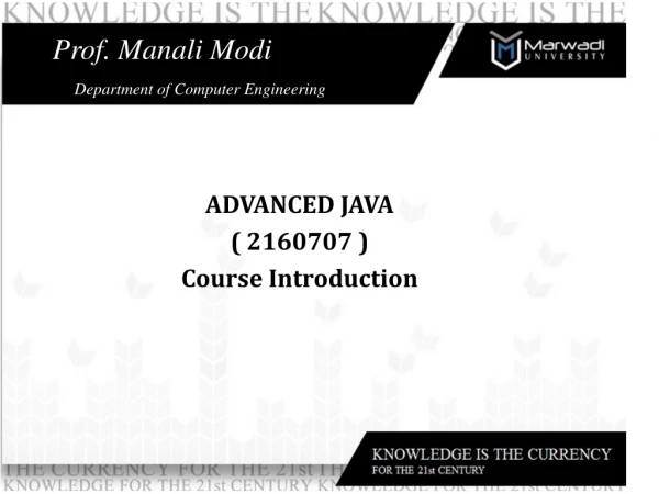 ADVANCED JAVA ( 2160707 ) Course Introduction