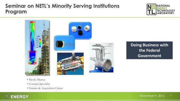 Seminar on NETL’s Minority Serving Institutions Program