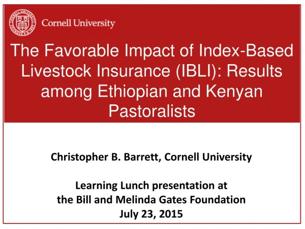 Christopher B. Barrett, Cornell University Learning Lunch presentation at