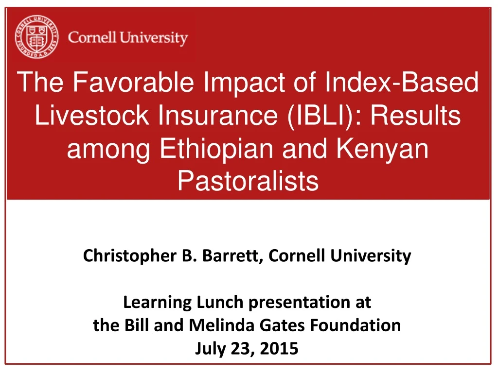 the favorable impact of index based livestock