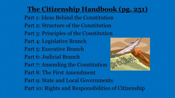 The Citizenship Handbook (pg. 251) Part 1: Ideas Behind the Constitution