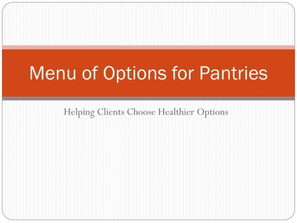 Menu of Options for Pantries