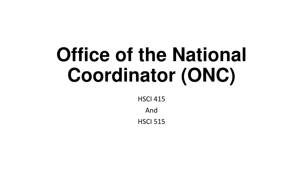 office of the national coordinator onc