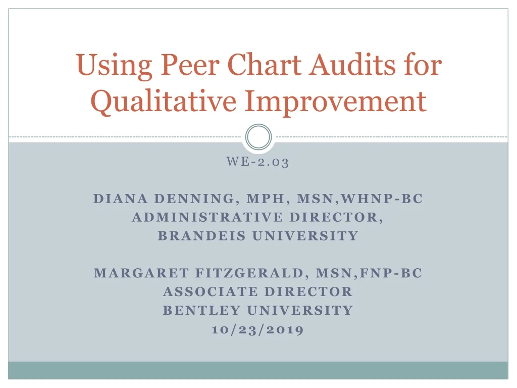 using peer chart audits for qualitative improvement