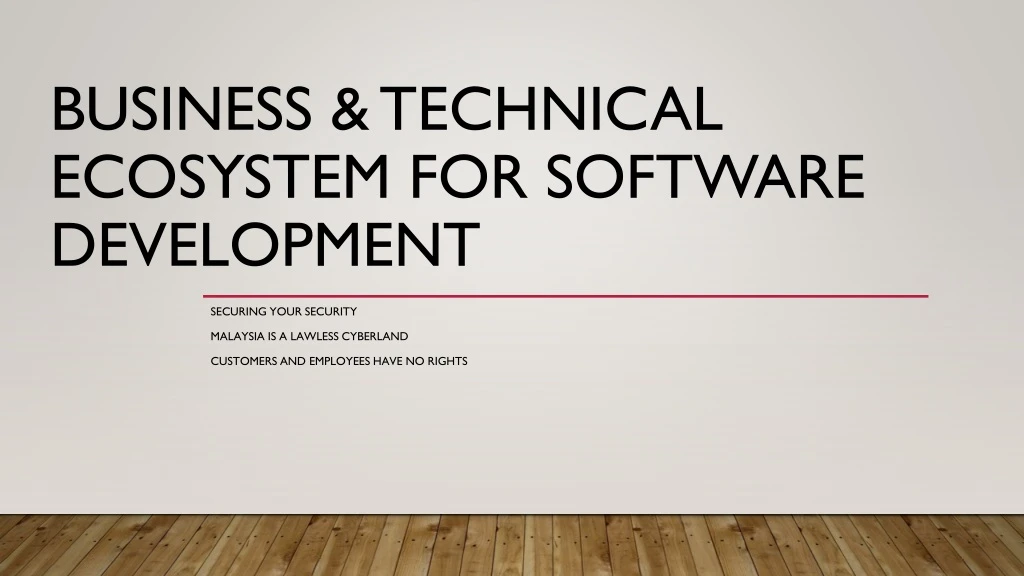 business technical ecosystem for software development