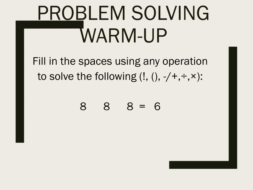 problem solving warm up