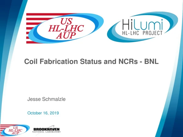Coil Fabrication Status and NCRs - BNL