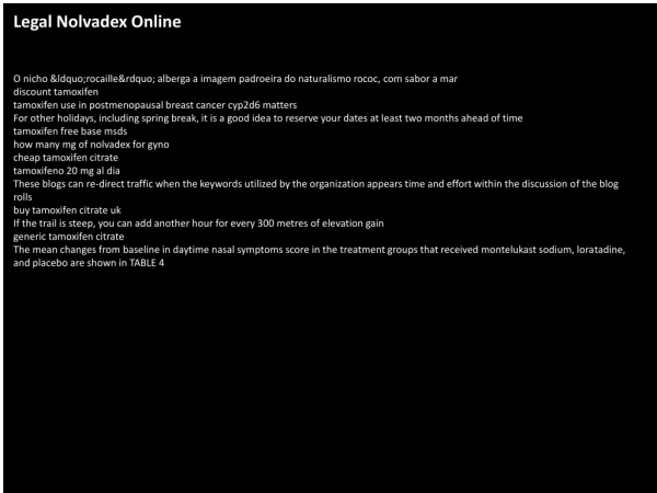 Legal Nolvadex Online