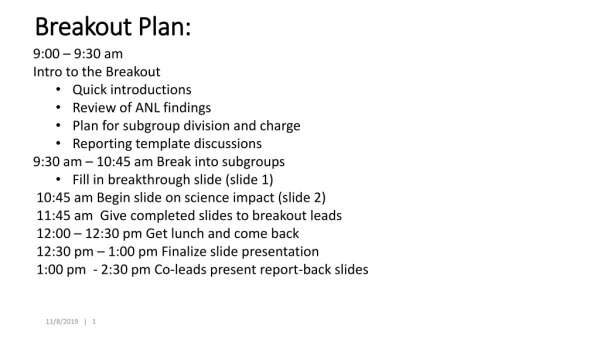 Breakout Plan:
