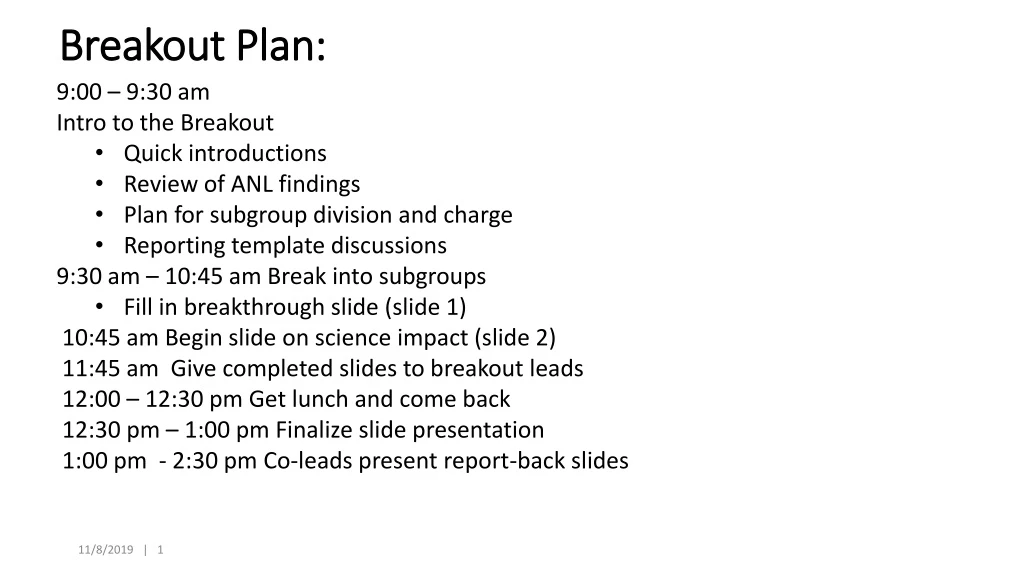 breakout plan