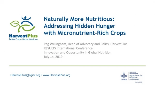 Naturally More Nutritious: Addressing Hidden Hunger with Micronutrient-Rich Crops