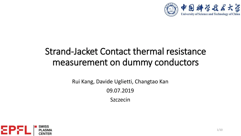 strand jacket contact thermal resistance measurement on dummy conductors