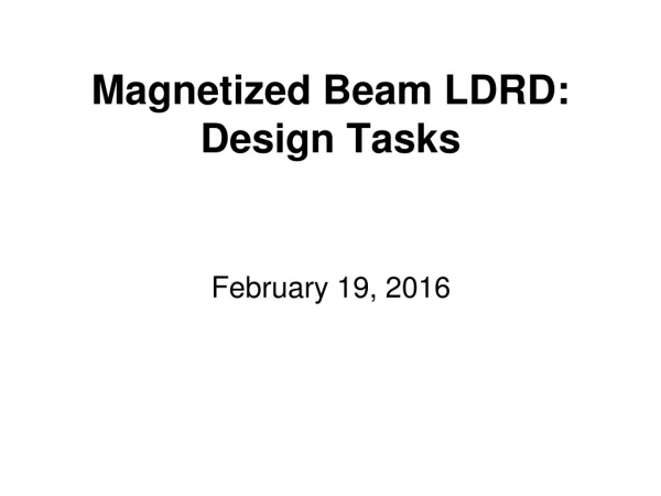 Magnetized Beam LDRD: Design Tasks