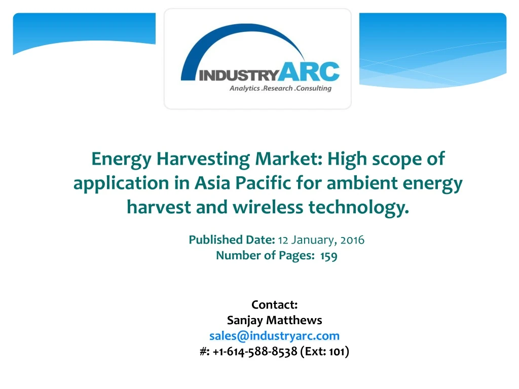 energy harvesting market high scope