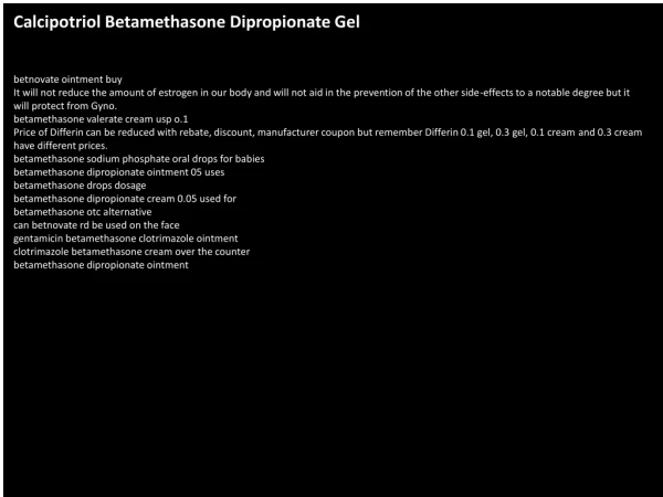 Calcipotriol Betamethasone Dipropionate Gel