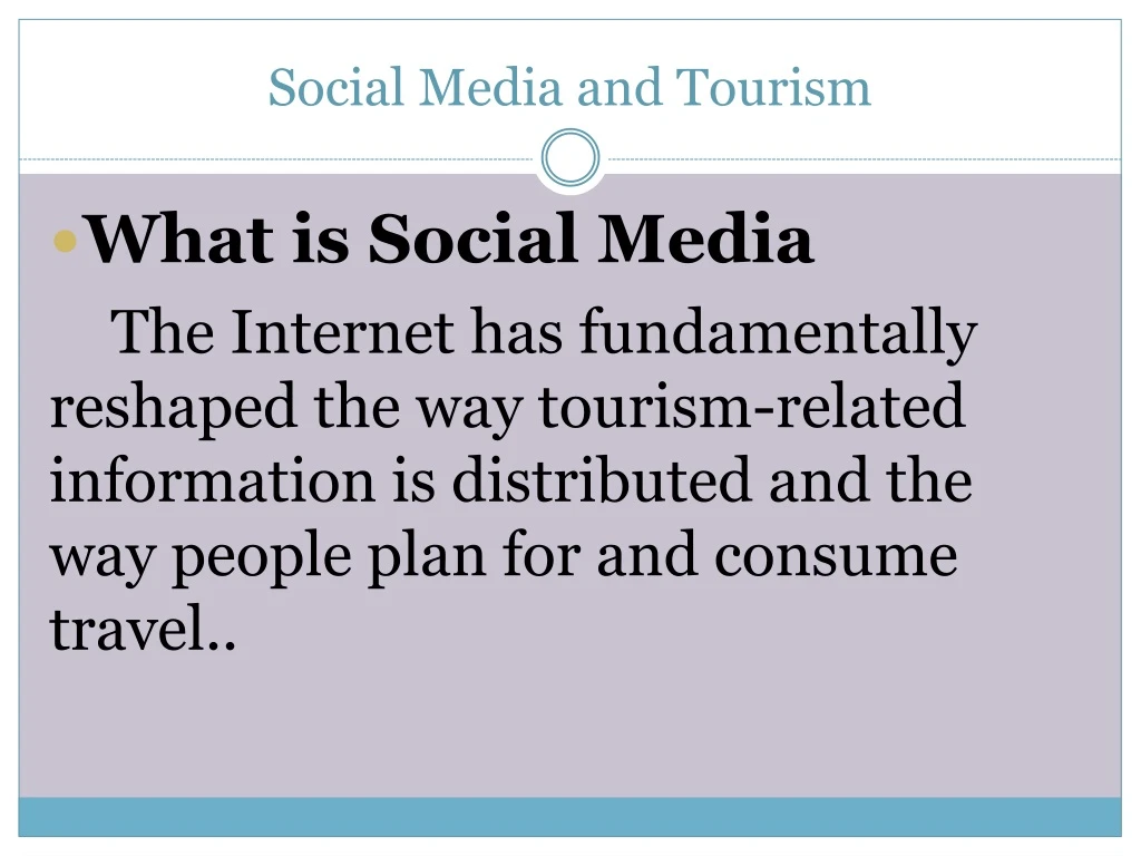 social m edia and tourism