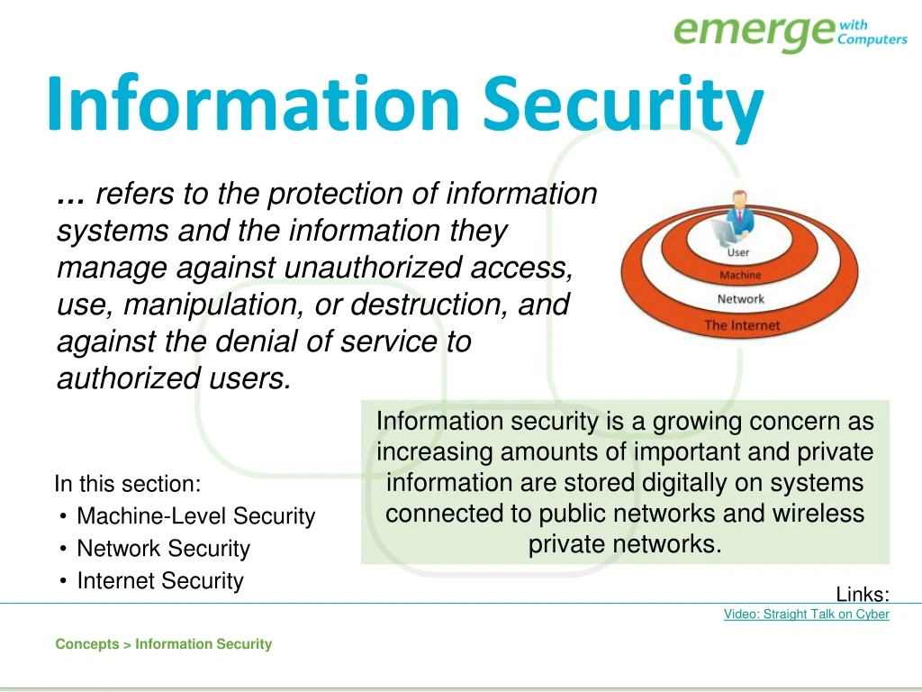 refers to the protection of information systems