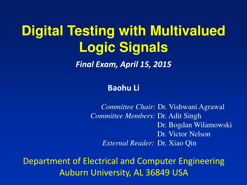 digital testing with multivalued logic signals