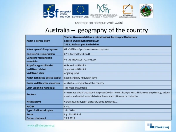 Australia – geography of the country