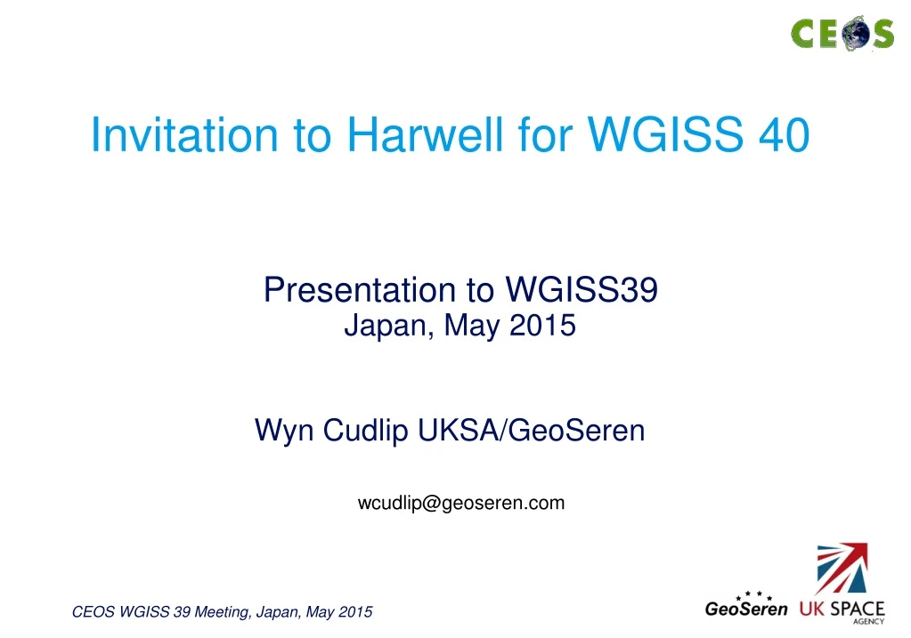 invitation to harwell for wgiss 40