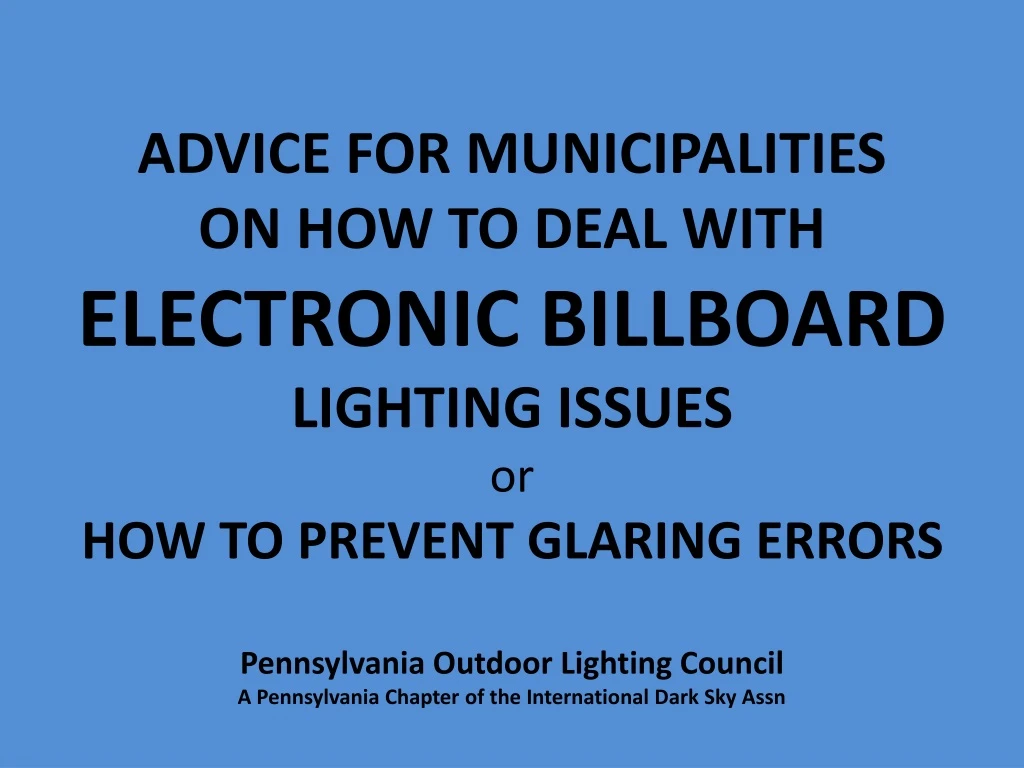 advice for municipalities on how to deal with