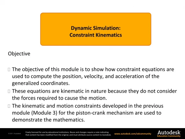 Dynamic Simulation : Constraint Kinematics
