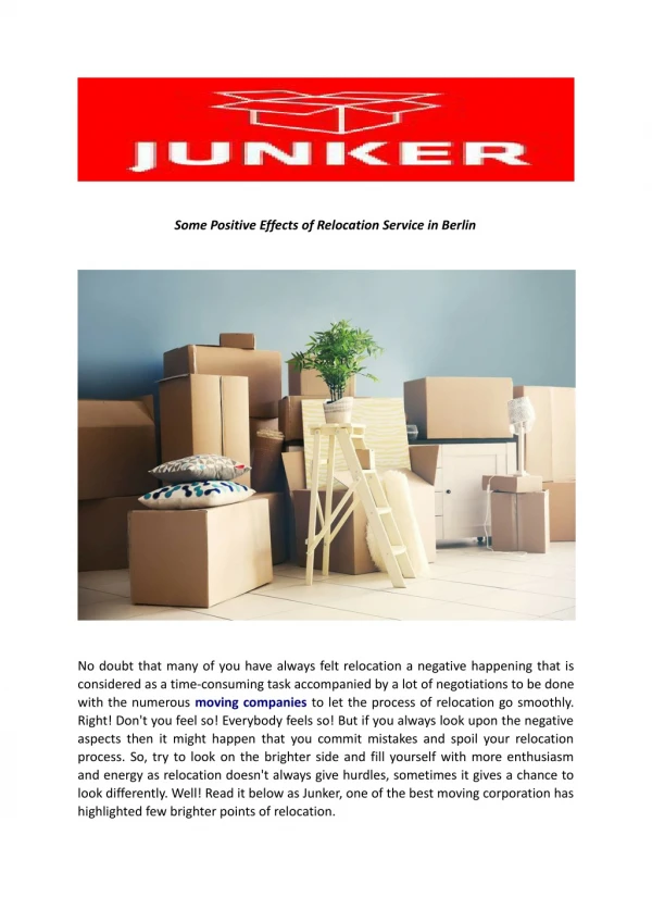 some positive effects of relocation service