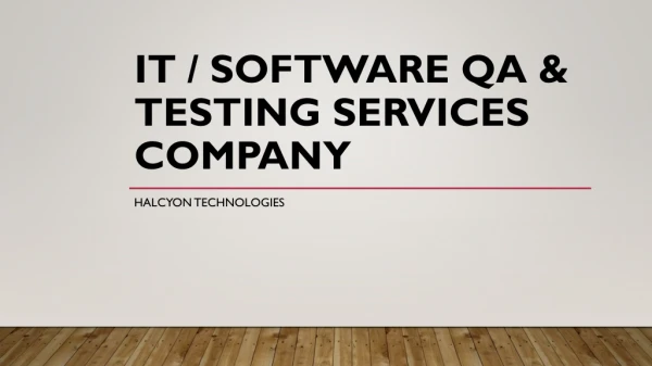 IT Software Testing Services Company