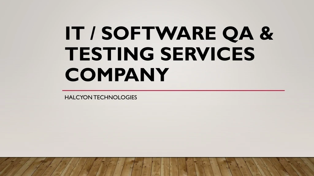 it software qa testing services company
