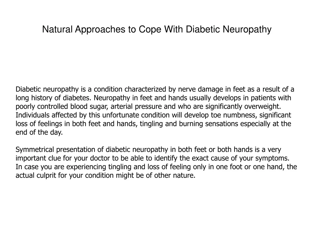 natural approaches to cope with diabetic neuropathy