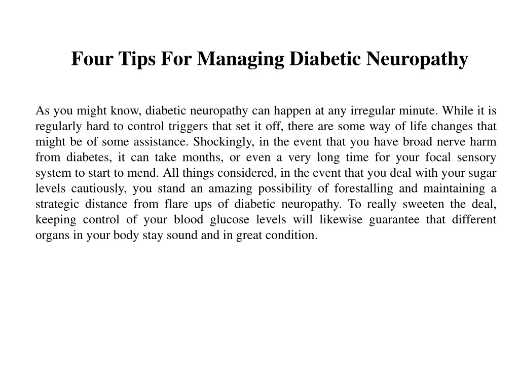 four tips for managing diabetic neuropathy