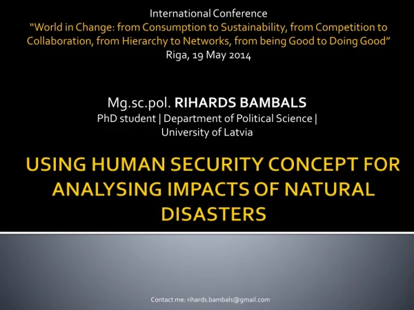 Using human security concept for analysing impacts of natural disasters