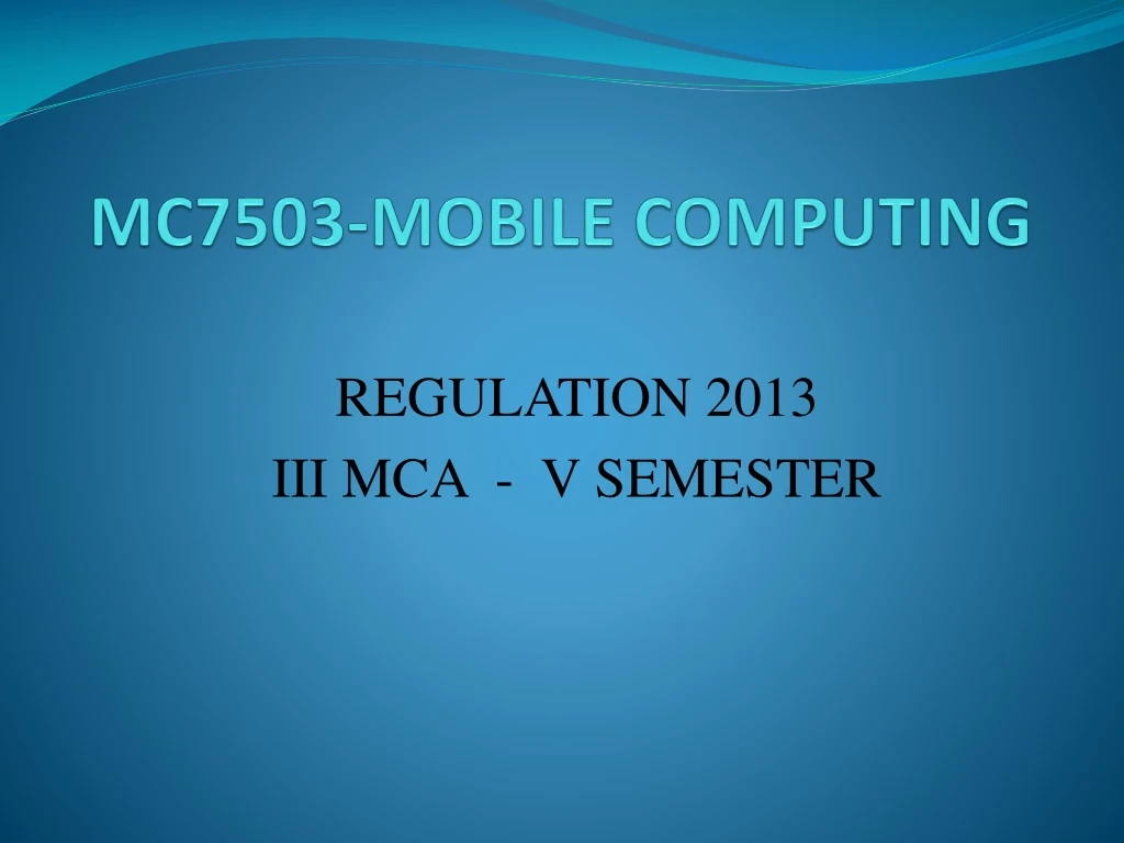 mc7503 mobile computing