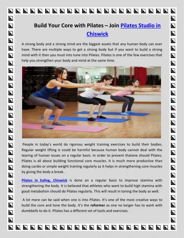 Build Your Core with Pilates – Join Pilates Studio in Chiswick