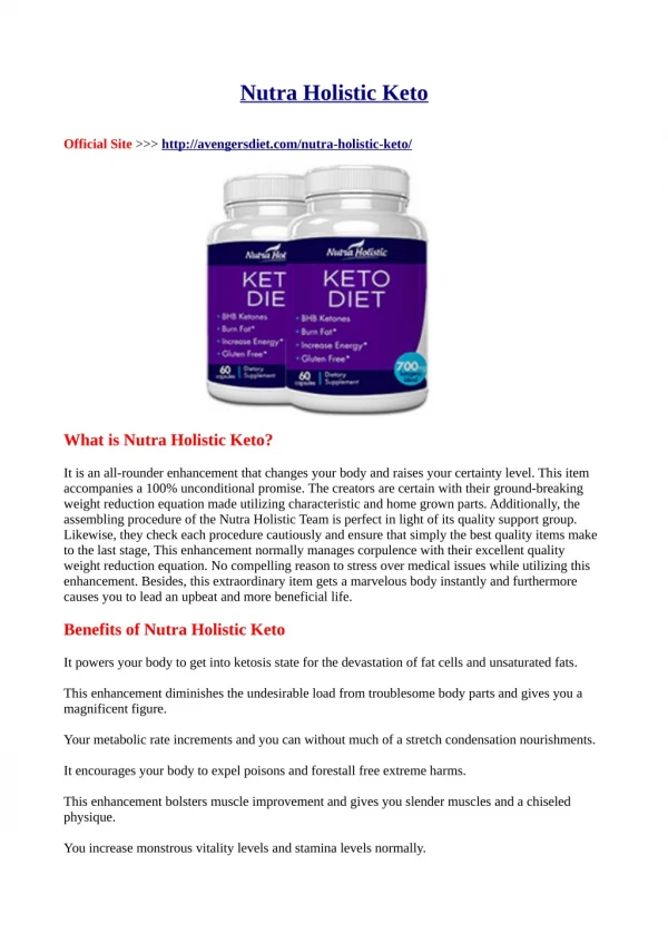 Nutra Holistic Keto Best Weight Loss Supplement !