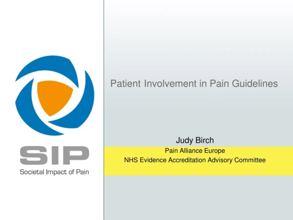 Patient Involvement in Pain Guidelines