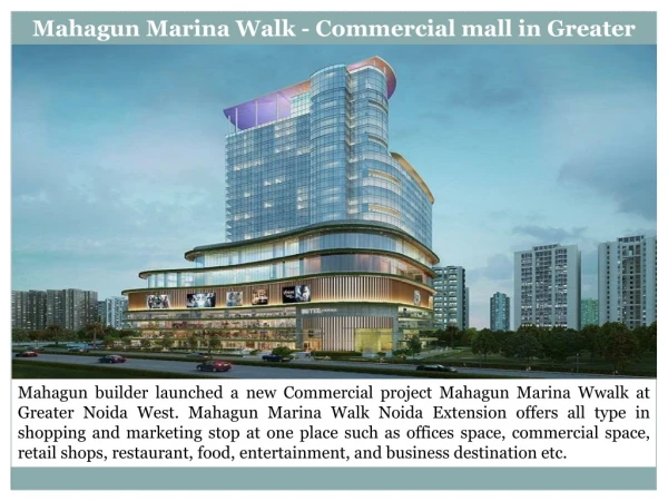Commercial Space for sale in Mahagun Marina Walk Mall Greater Noida