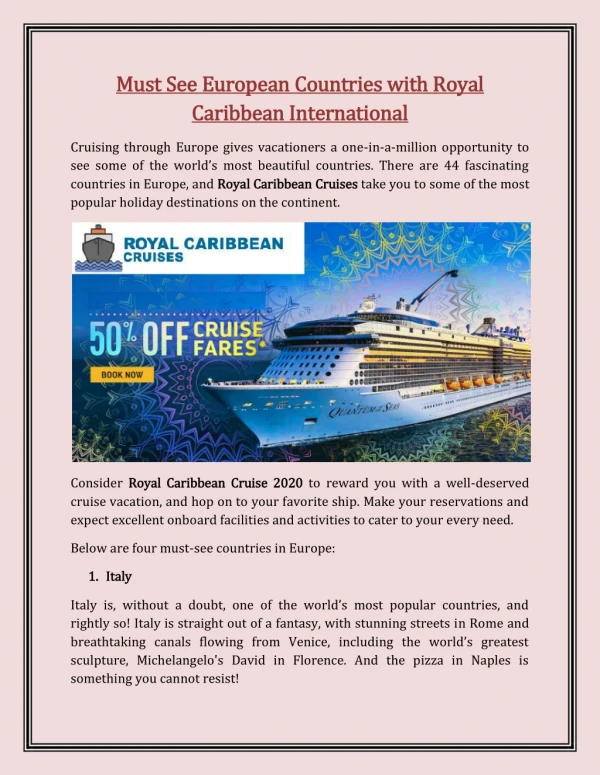 Must See European Countries With Royal Caribbean International
