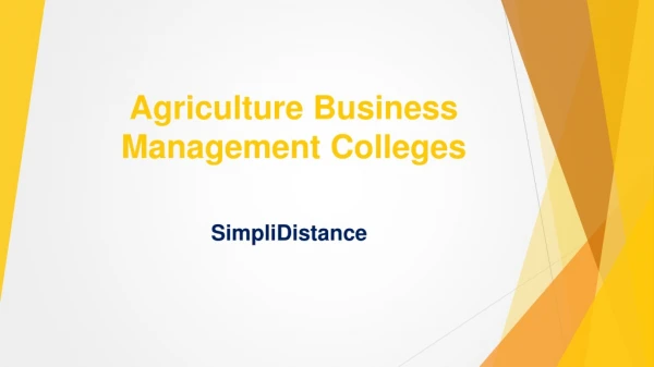Agriculture Business Management Colleges - SimpliDistance