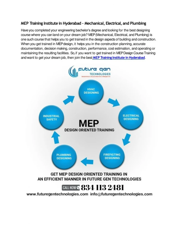 mep training institute in hyderabad mechanical