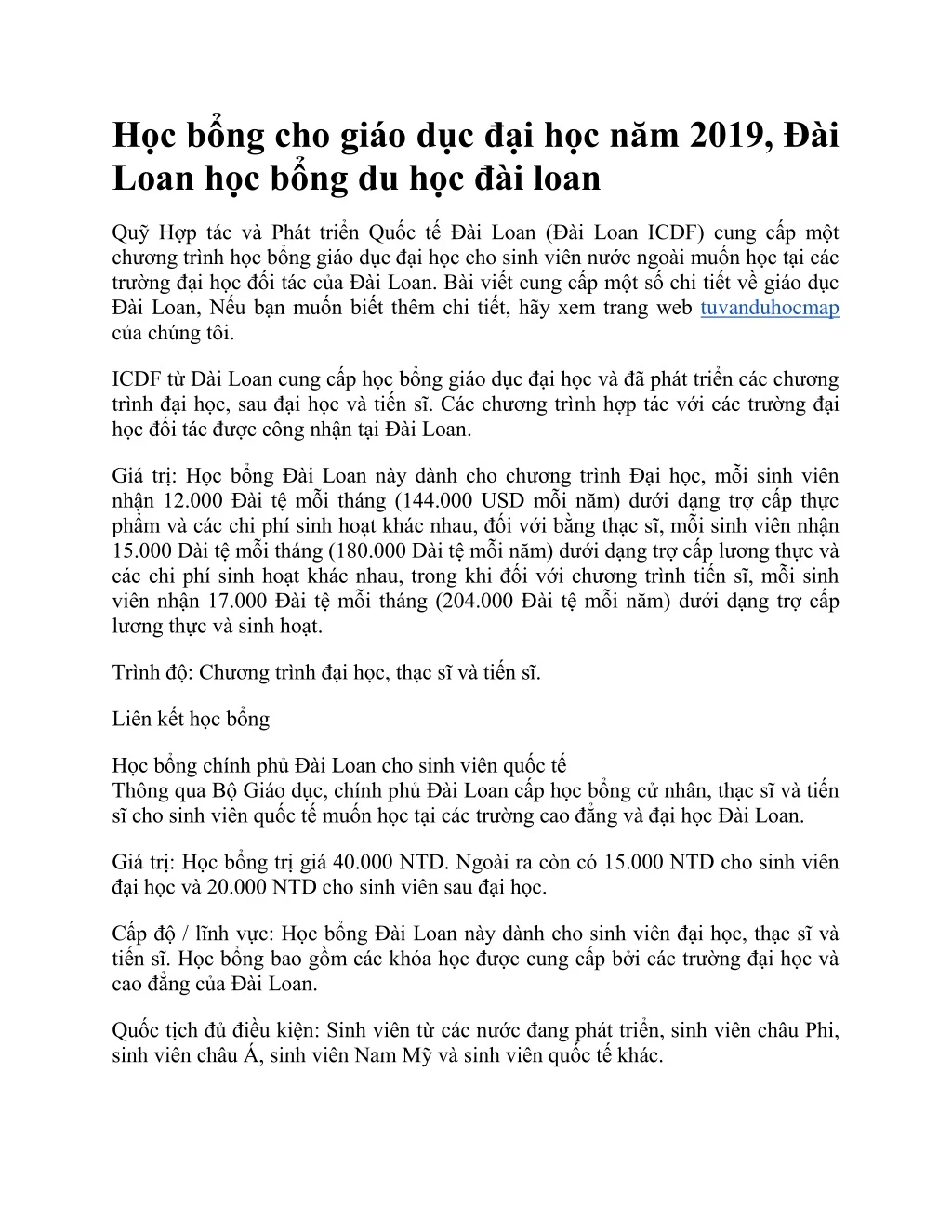 h c b ng cho gi o d c i h c n m 2019 i loan