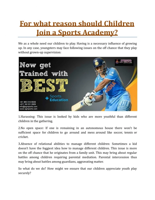 Professional Cricket Coaching Academy in India