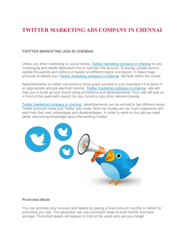 Twitter marketing company in chennai - Apple Infoway Pvt Ltd